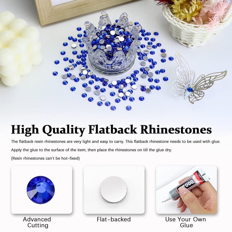 Briskbloom 4500PCS SS12 3mm Resin Flatback Rhinestone, Sapphire/Dark Blue Flatback Rhinestones for Nails, Tumblers, Mugs, Bottles, Craft Decoration, Loose Bling Glitter Diamond Stone - Image 2